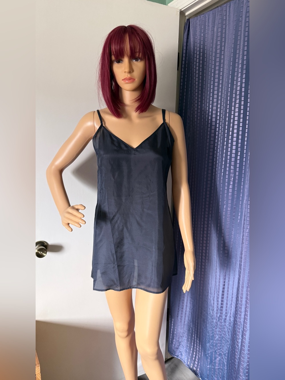 12th St Cynthia Vincent Blue Gray Silk Cotton Cami M Adjustable